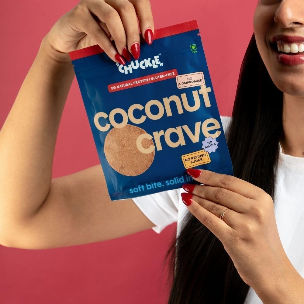 Chuckle Coconut Cookies 100g (2 Pack x 50g) with Oats & Real Ingredients, Jaggery Sweetened Biscuits, Gluten Free Tea Time Snack for Kids & Adults - View 2 of 4