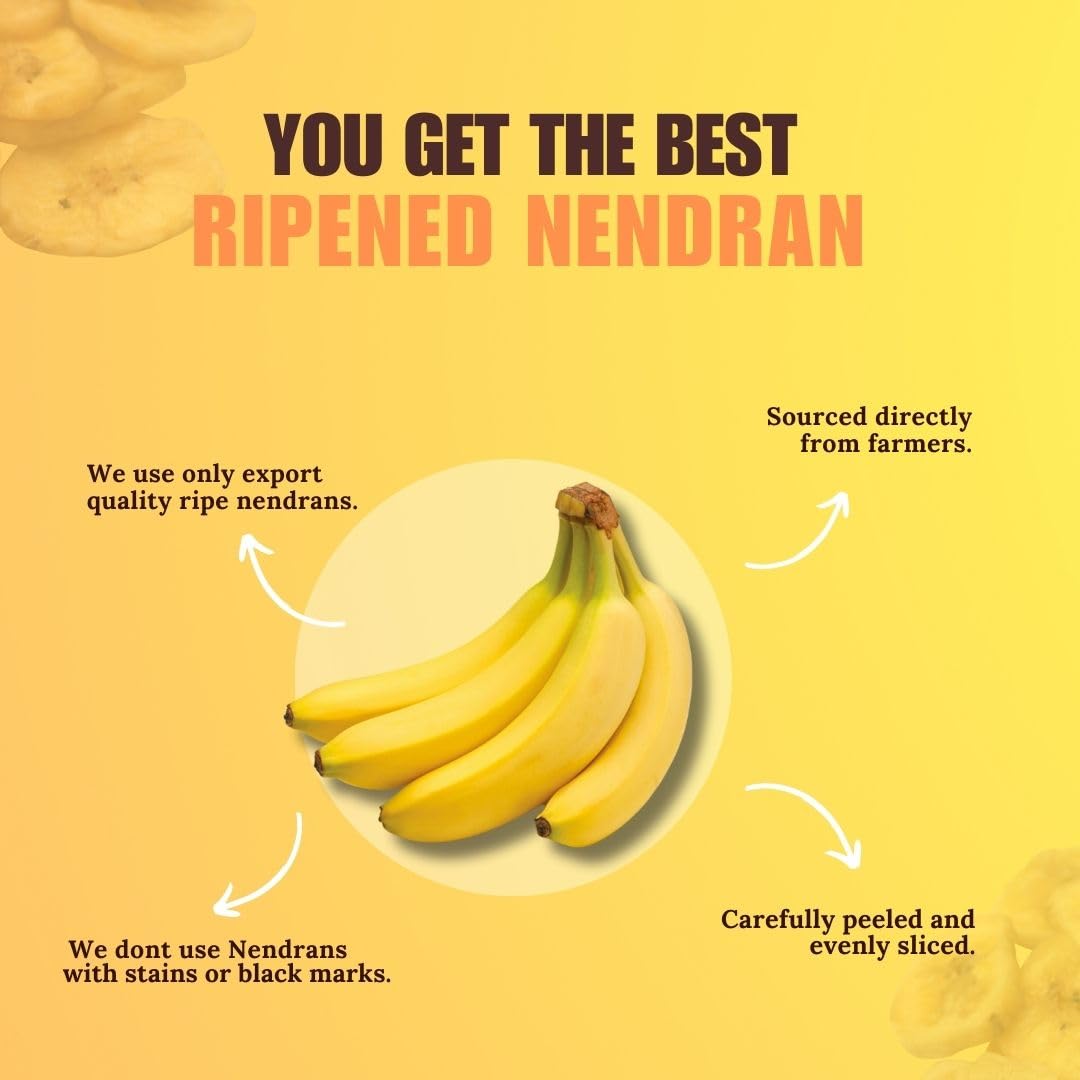 FLAVORS OF KERALA (FOK) Premium Kerala Sweet Banana Chips in Coconut Oil, 200g| No Added Sugar or Sweeteners | Naturally Sweet Fasting Friendly Banana Chips - View 3 of 4