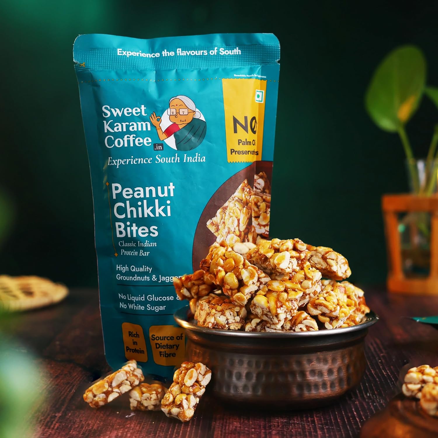 Sweet Karam Coffee Peanut Chikki Bites – Pack of 2 (150g Each) | No Palm Oil or Preservatives | Jaggery Sweetened | White Sugar Free | High Protein & Fiber | Kadalai Mittai Gajak | Healthy Indian Snack - View 3 of 4