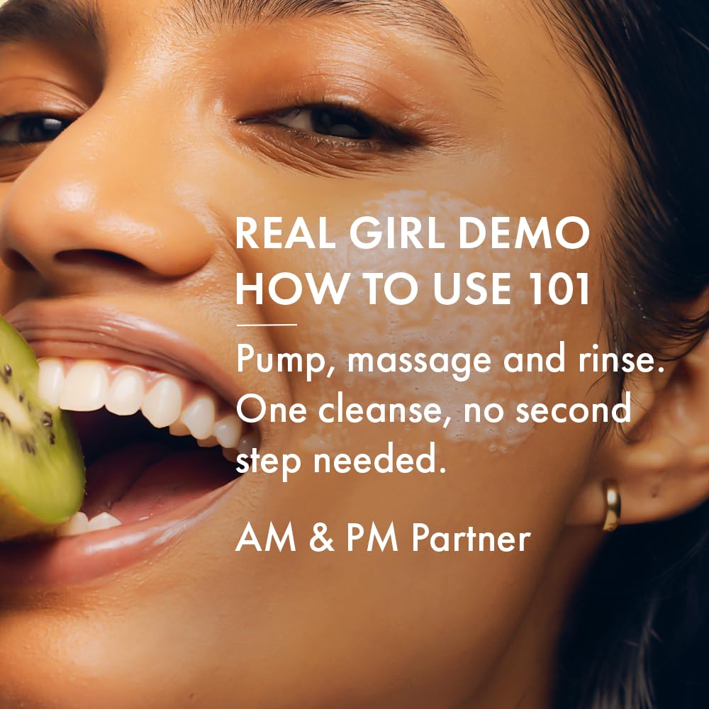 SIX:AM 2-in-1 Korean Double Duty Cleanser | Hyaluronic Acid, Vitamin C & E, Ceramides, Kiwi & Oat Extract | Multifunctional, Non-striping Makeup Remover + Cleanser that removes makeup, dirt, SPF | Leaves Skin Calm, Hydrated and Glowing | All Skin Types, 100ml - View 3 of 6