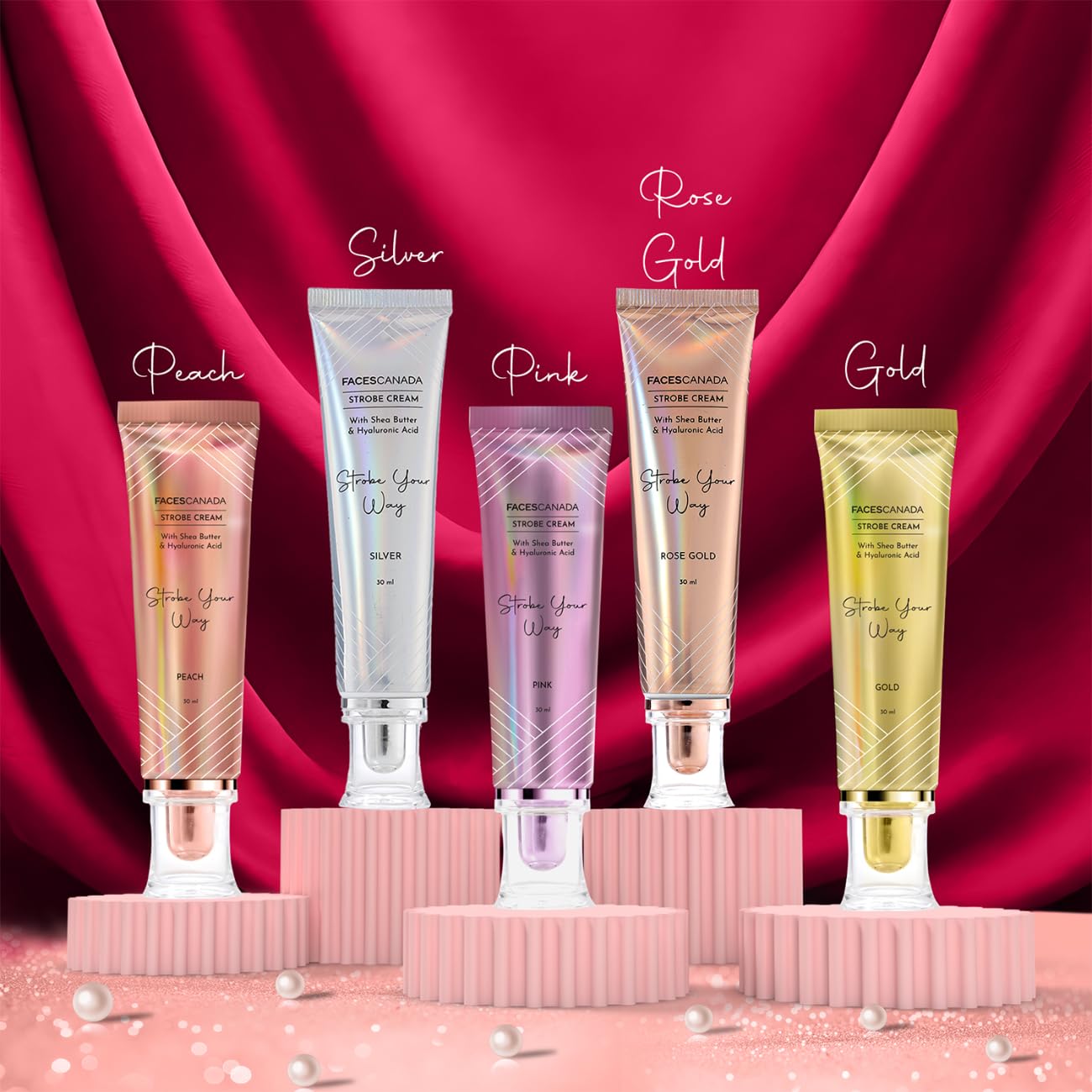 FACESCANADA Strobe Cream - Rose Gold, 30Ml | Primer + Highlighter + Moisturizer | Shea Butter & Hyaluronic Acid | Intense Hydration | Flawless Radiant Dewy Skin | Illuminating & Glowing Makeup Base - View 2 of 5
