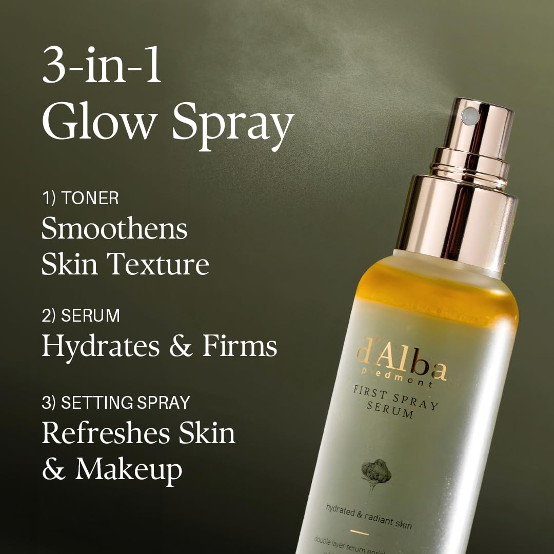 d'alba Piedmont Italian White Truffle Spray Serum, Vegan Skin Care, Hydrating Face Moisturizer, Glow Serum for Radiant Skin, Non Comedogenic, All In One Mist, Korean Skin Care (3.38 fl oz/100ml) - View 2 of 5