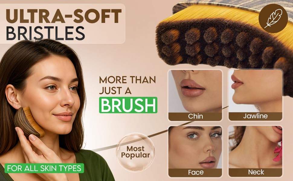 Facial Dry Brush – Lymphatic Contour Face Brush for Lymph Nodes, Chin & Jawline Sculpting – Face Brush, Contour Brush, Facial Cleansing & Lymphatic Drainage Tool for Glowing Skin - View 3 of 6