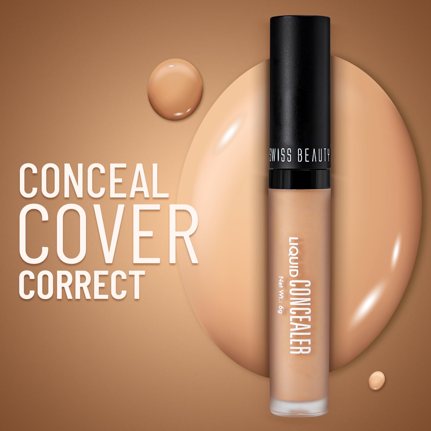 Swiss Beauty Perfect Liquid Light Weight Concealer With Full Coverage |Easily Blendable Concealer For Face Makeup With Matte Finish | Shade- Medium Beige, 6g - View 3 of 3