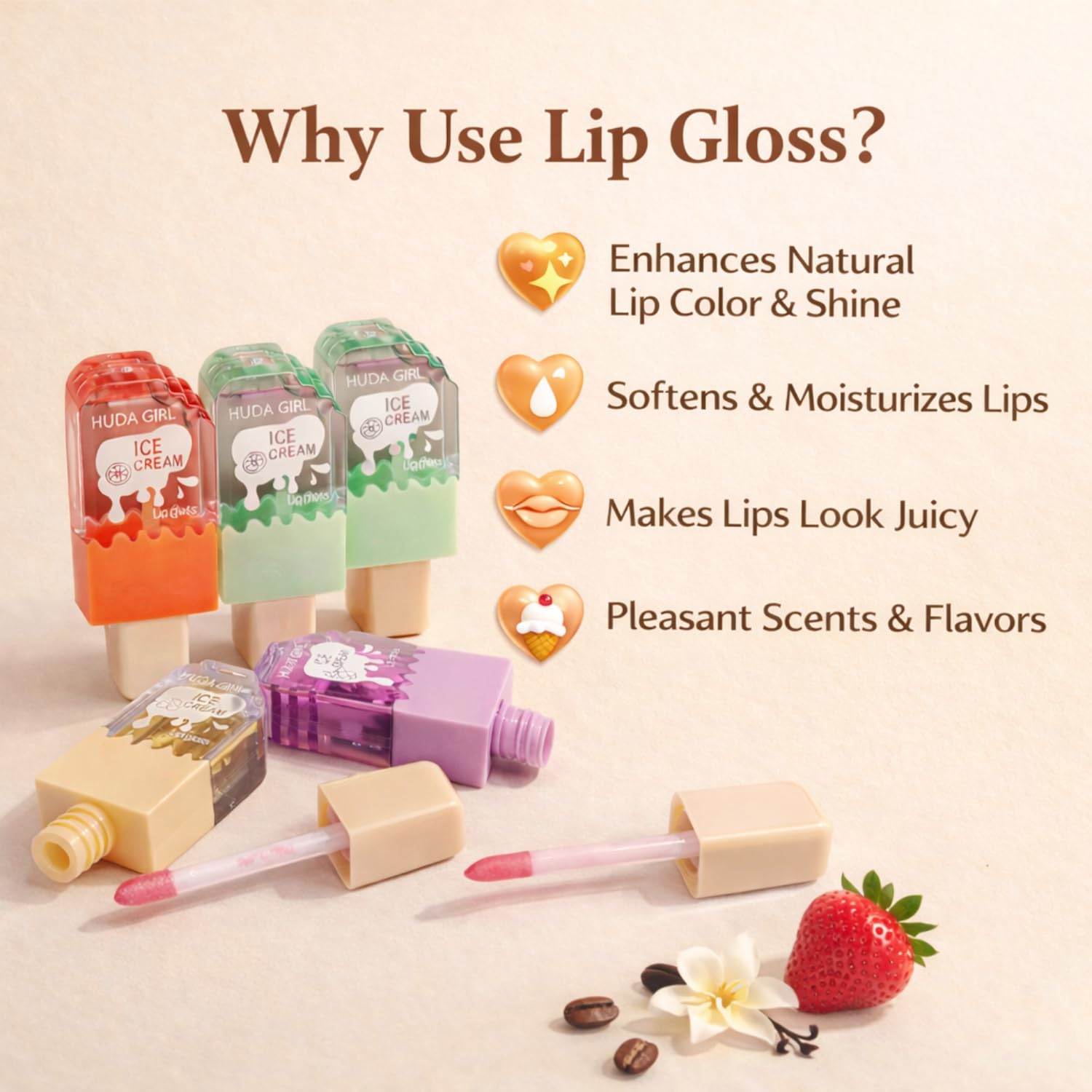 HUDA GIRL 6PC LIP GLOSS COMBO - Waterproof Clear Transparent Lip Plumper, Long Lasting Non-sticky Repair Moisturizing Hydrating for Women & Girl - View 5 of 6