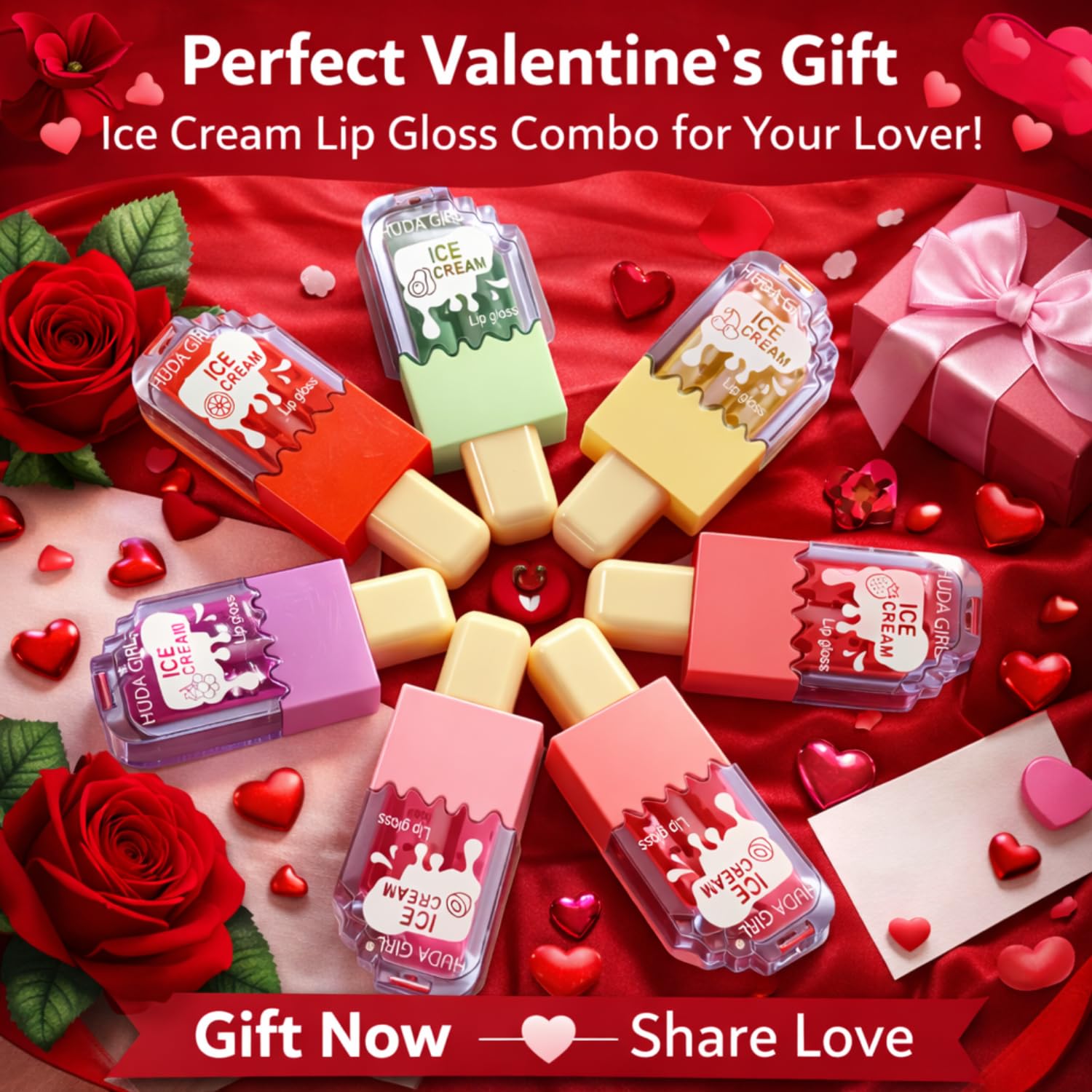 HUDA GIRL 6PC LIP GLOSS COMBO - Waterproof Clear Transparent Lip Plumper, Long Lasting Non-sticky Repair Moisturizing Hydrating for Women & Girl - View 6 of 6