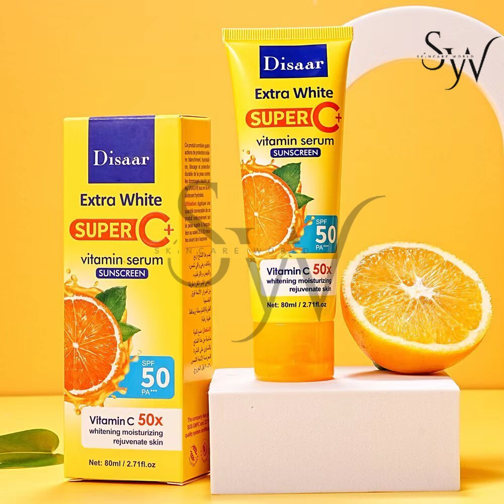 Disaar Extra White Super C+ Vitamin C Serum Sunscreen 80ml by #SCW, Brightening & Protective Facial Serum, SPF Infused, Anti-Oxidant, Hydrating, Skin Tone Evening, Daily Skincare Solution for Radiant Healthy Skin - View 2 of 3
