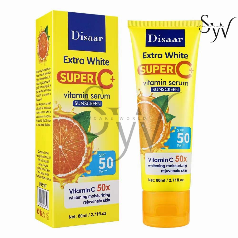 Disaar Extra White Super C+ Vitamin C Serum Sunscreen 80ml by #SCW, Brightening & Protective Facial Serum, SPF Infused, Anti-Oxidant, Hydrating, Skin Tone Evening, Daily Skincare Solution for Radiant Healthy Skin - View 3 of 3
