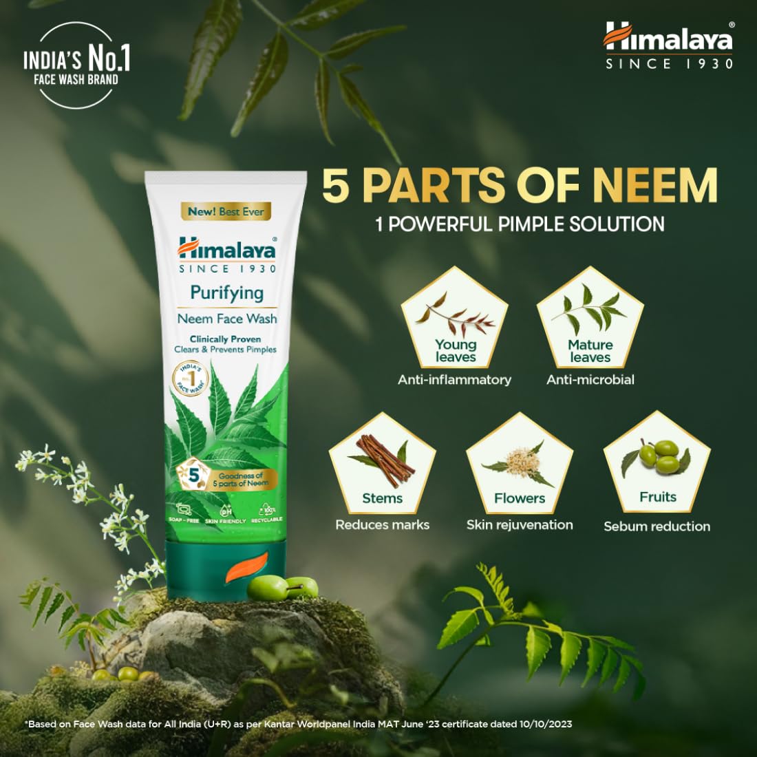 Himalaya Purifying Neem Face Wash|Clears and Prevents Pimples & Acne|Made with 5 parts of Neem|New & Best Ever clinically Proven formula|Gently Cleanses|For men and women|400 ml - View 3 of 5
