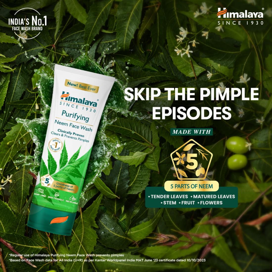 Himalaya Purifying Neem Face Wash|Clears and Prevents Pimples & Acne|Made with 5 parts of Neem|New & Best Ever clinically Proven formula|Gently Cleanses|For men and women|400 ml - View 4 of 5