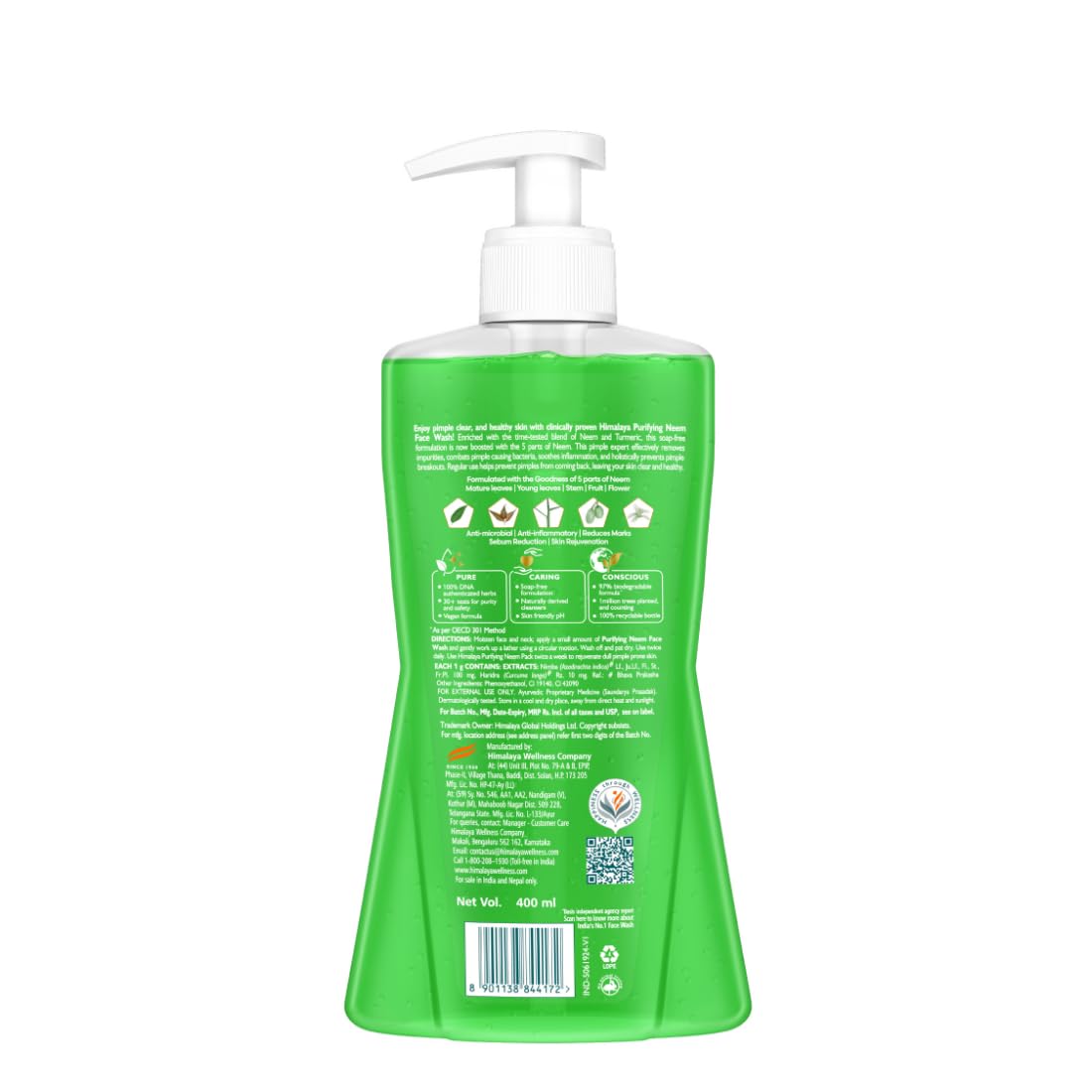 Himalaya Purifying Neem Face Wash|Clears and Prevents Pimples & Acne|Made with 5 parts of Neem|New & Best Ever clinically Proven formula|Gently Cleanses|For men and women|400 ml - View 5 of 5