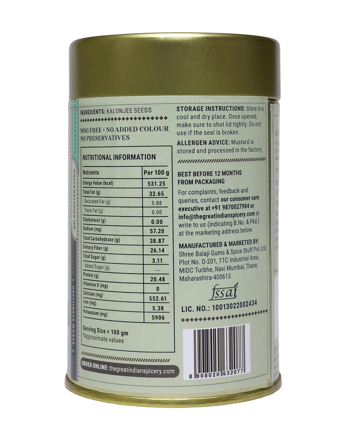 The Great Indian Spicery | Kalonjee Seeds - 100gm Tin | Steam Sterilisation, 100% Pure & Natural, Farm Fresh, Non-Adulterated, No Preservative | Detoxifies, Aids Digestion, Improves Skin & Hair Health - View 4 of 4