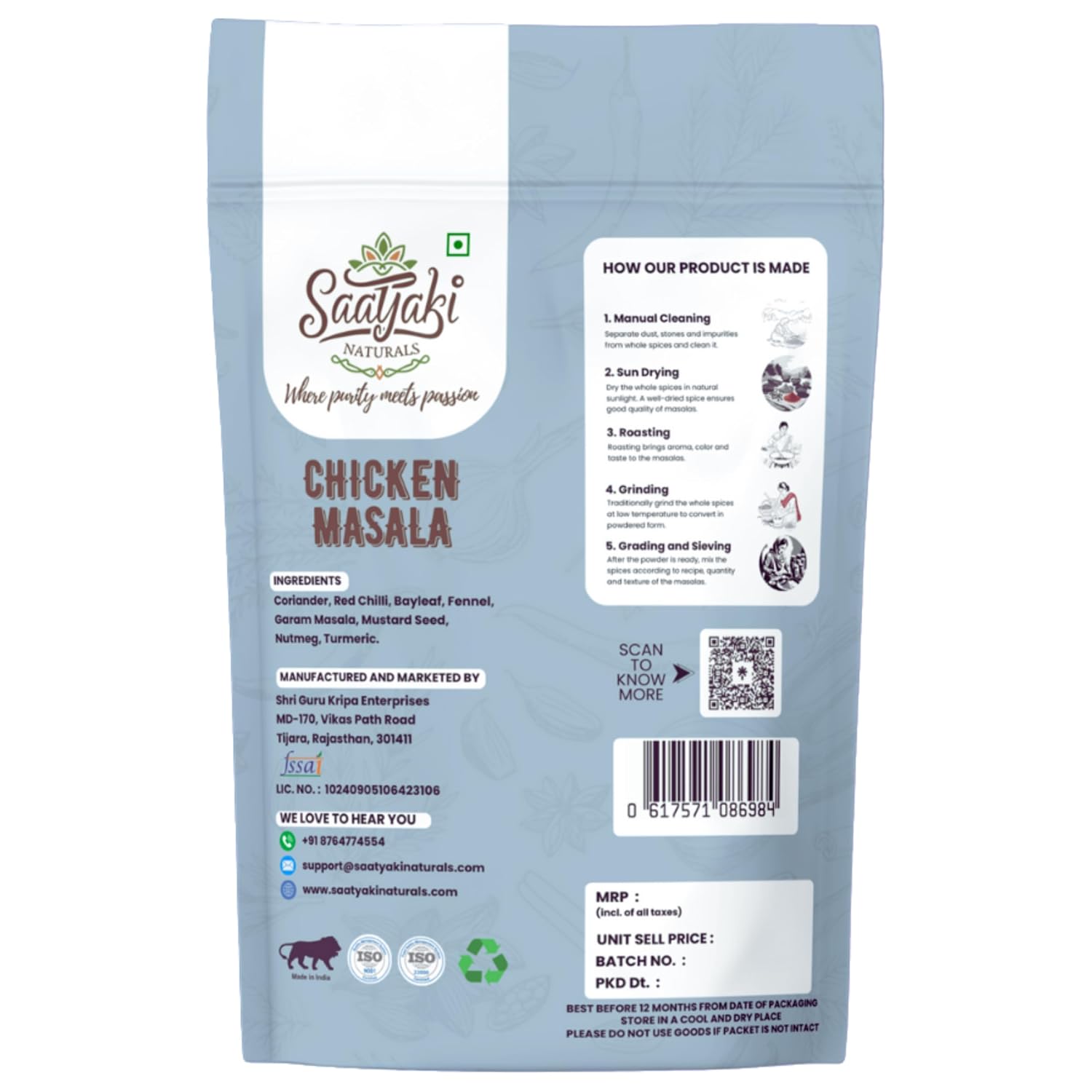 Saatyaki Naturals Peshawari Chicken Masala -50gm | Authentic Indian Spice Blend for Chicken Curries, Nahari Dishes| Homemade Style, Freshly Grounded Aromatic Masala with No Preservatives - View 4 of 4