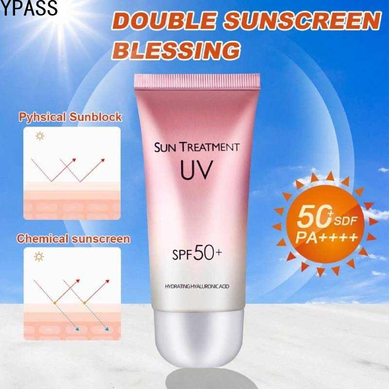 SPF50+ UV Sunblock Cream 60ml Whitening Moisturizer Organic Sunscreen Face & Body Sun Protection Hydrating Brightening Anti-Aging Skin Care Daily Use Lightweight UV Block Lotion Cream - View 2 of 3