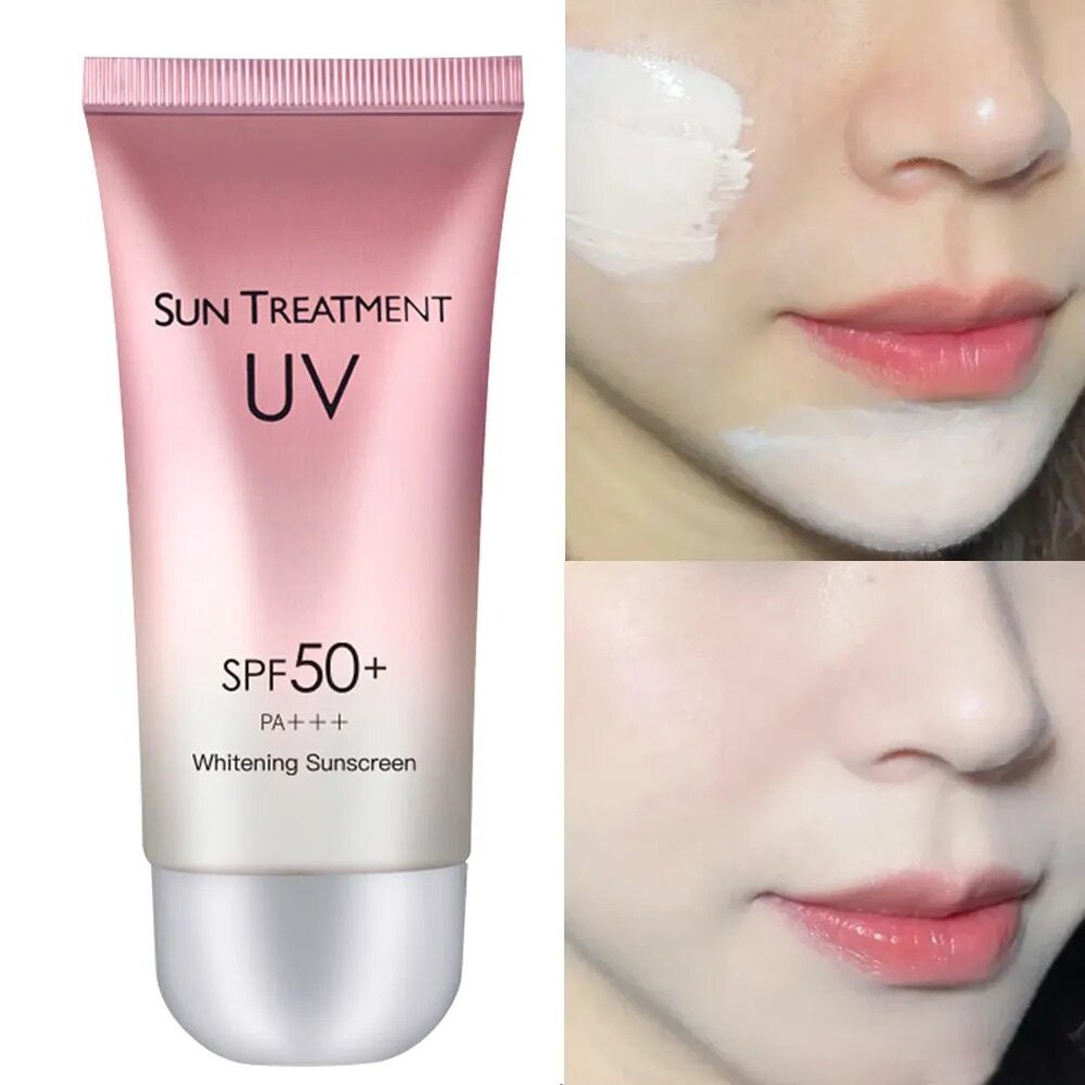 SPF50+ UV Sunblock Cream 60ml Whitening Moisturizer Organic Sunscreen Face & Body Sun Protection Hydrating Brightening Anti-Aging Skin Care Daily Use Lightweight UV Block Lotion Cream - View 3 of 3