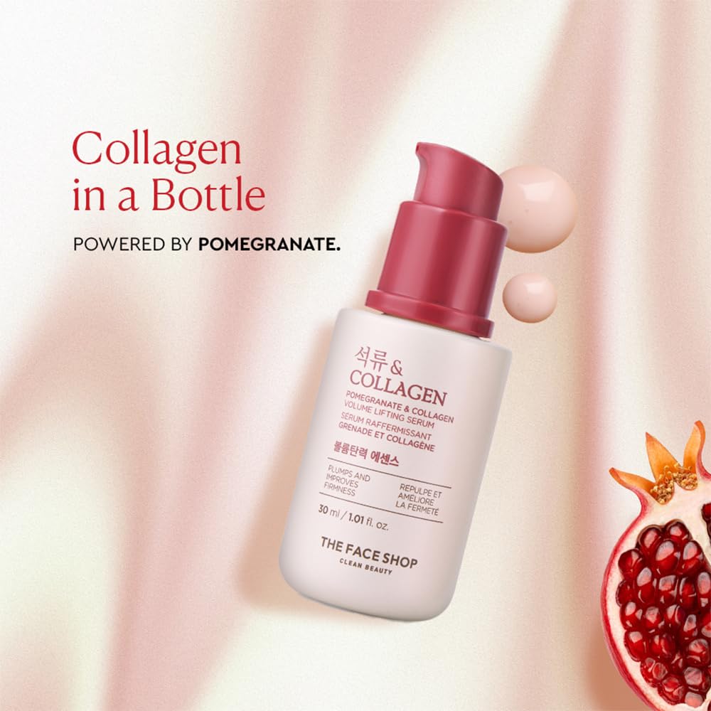 The Face Shop Collagen & Pomegranate Volume Lifting Face Serum | With 10% Marine Collagen & Hyaluronic Acid for Firming, Wrinkle Care & Intense Hydration | Korean Skincare Serum, 30ml - View 4 of 4