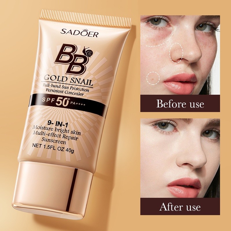 SADOER SPF50+ PA+++ Gold Snail Sunscreen BB Cream Concealer Cream Sunblock 40g- Natural(FROM MALAYSIA) - View 4 of 4
