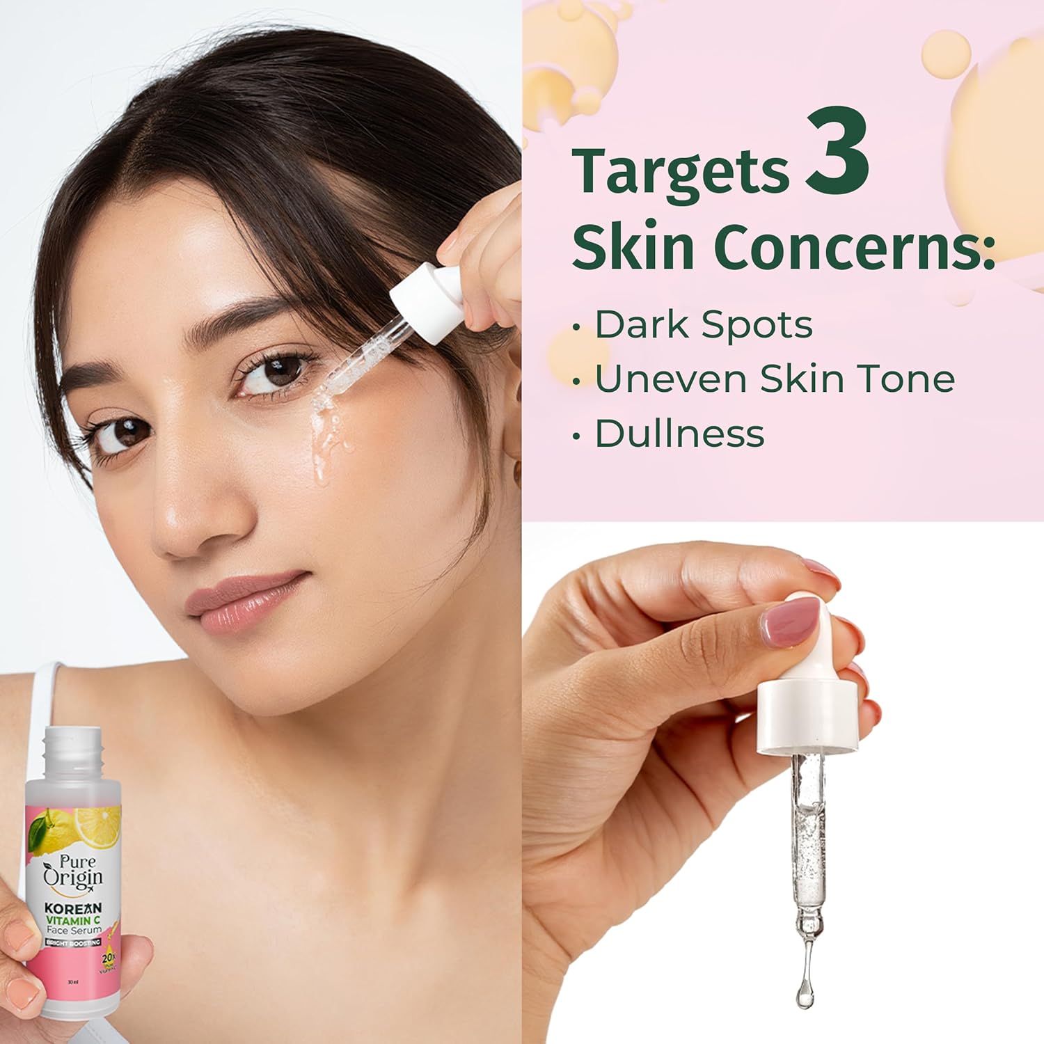 Pure Origin Korean Vitamin C Bright Boosting Face Serum | for Brighter, Glowing and soft skin | For women and men | For all skin type | 30mL - View 2 of 5