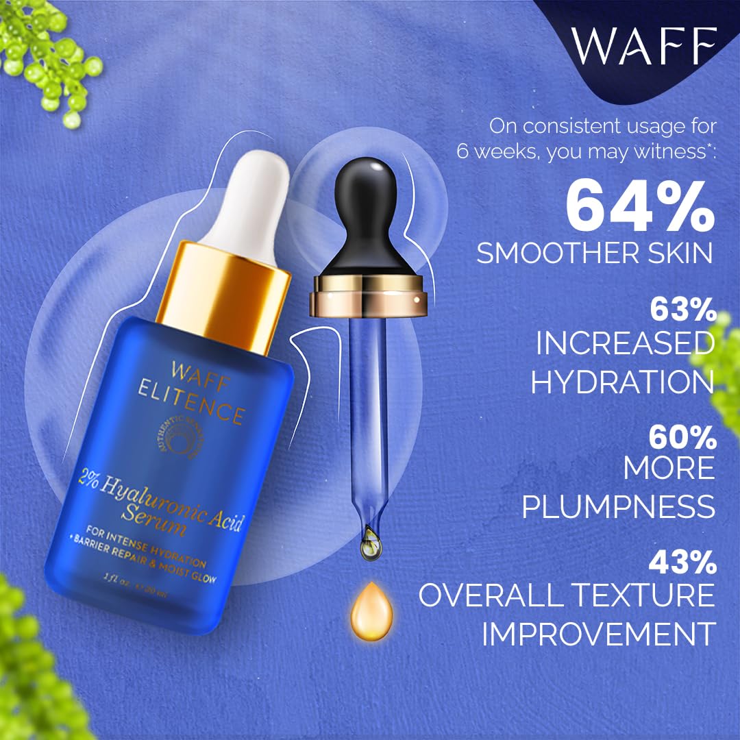 WAFF 2% Hyaluronic Acid Face Serum 30ml | Daily Serum for Men & Women - All Skin Types | Deep Hydration & Moist Glow | Anti-Aging | Smooth Skin | Vegan, No Preservatives - View 3 of 5