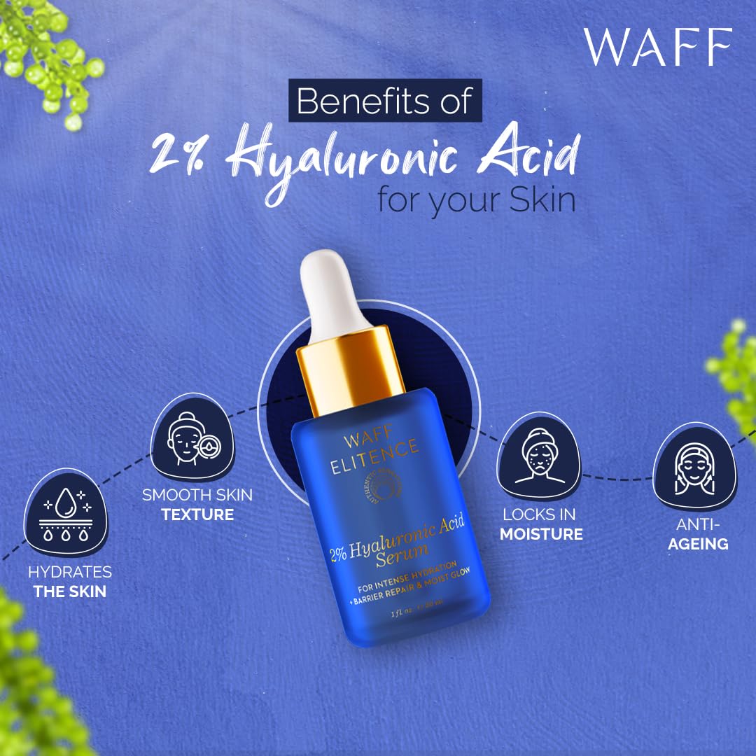WAFF 2% Hyaluronic Acid Face Serum 30ml | Daily Serum for Men & Women - All Skin Types | Deep Hydration & Moist Glow | Anti-Aging | Smooth Skin | Vegan, No Preservatives - View 4 of 5