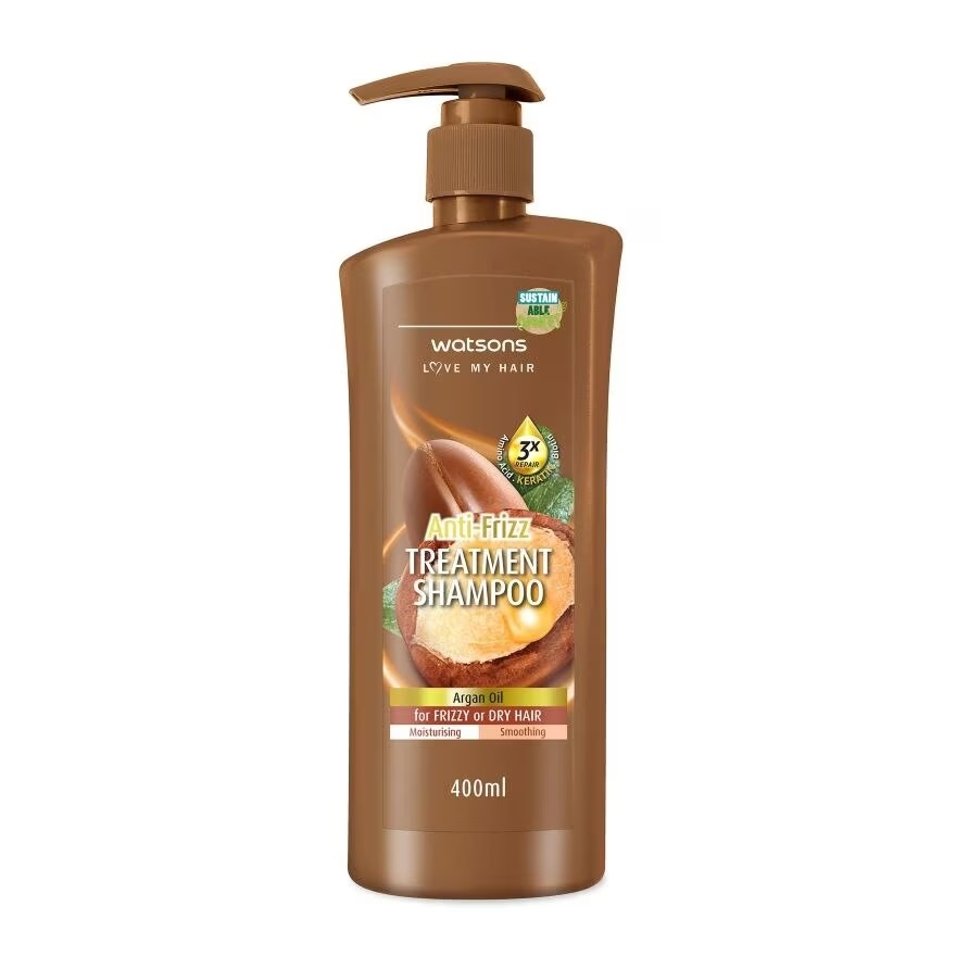 WATSONS Argan Anti-Frizz Treatment Shampoo 400ml Hydrating Smoothing Hair Care Frizz Control Nourishing Repair Soft Silky Shiny Hair Daily Use Strengthening Hair Cleanser - View 3 of 3
