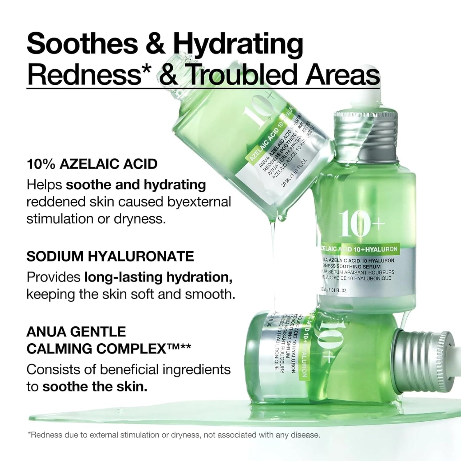 Rhod Azelaic Acid 10 Hyaluron Soothing Serum, Facial Serum For Sensitive Skin, Hyaluronic Acid, Niacinamide, Spot Care, Natural Color, Vegan, Korean Skincare (30Ml/ 1.01 Fl Oz.) - View 2 of 4