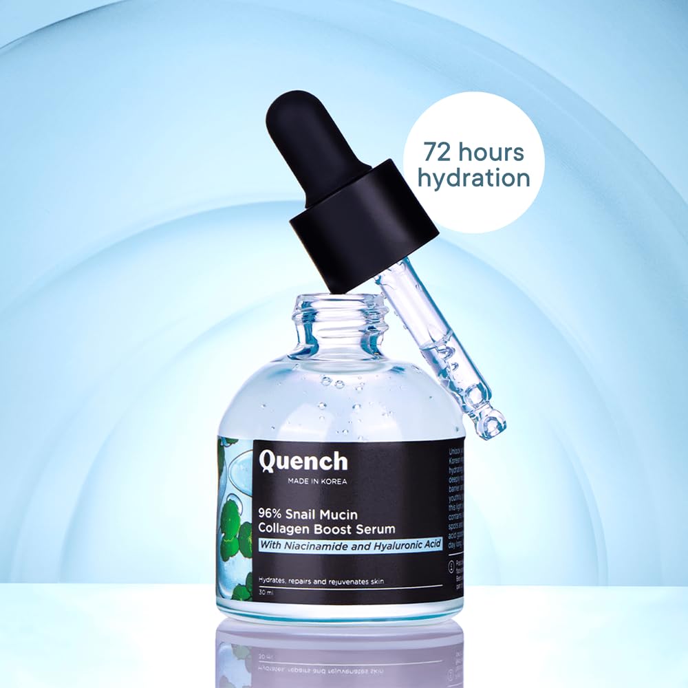 Quench 96% Snail Mucin Collagen Boost Serum With Niacinamide & Hyaluronic Acid |72 Hours Hydration|Formulated & Made In Korea | Dewy Soft & Plump Skin | Prevents Early Signs Of Ageing (30Ml) - View 5 of 5