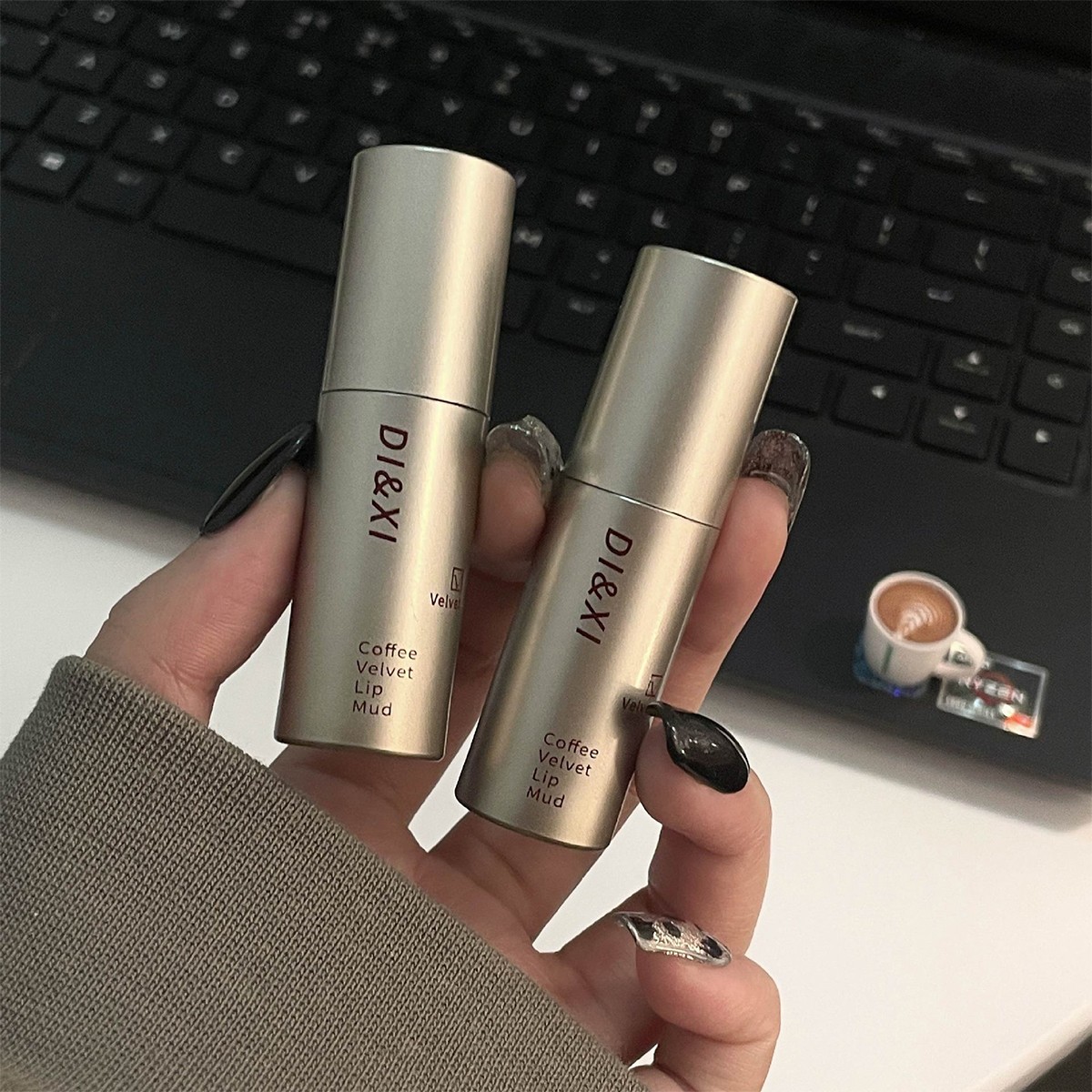 New Lipstick Dark Brown Matte Velvet Lip Gloss Waterproof Liquid Lipstick Nude Brown Lips Tint Mud Makeup Latte Coffee Lip Glaze-1C(FROM MALAYSIA) - View 3 of 4