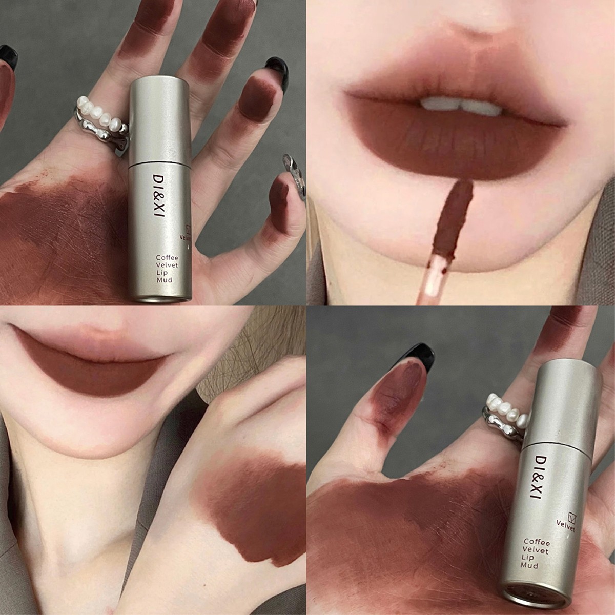 New Lipstick Dark Brown Matte Velvet Lip Gloss Waterproof Liquid Lipstick Nude Brown Lips Tint Mud Makeup Latte Coffee Lip Glaze-1C(FROM MALAYSIA) - View 4 of 4