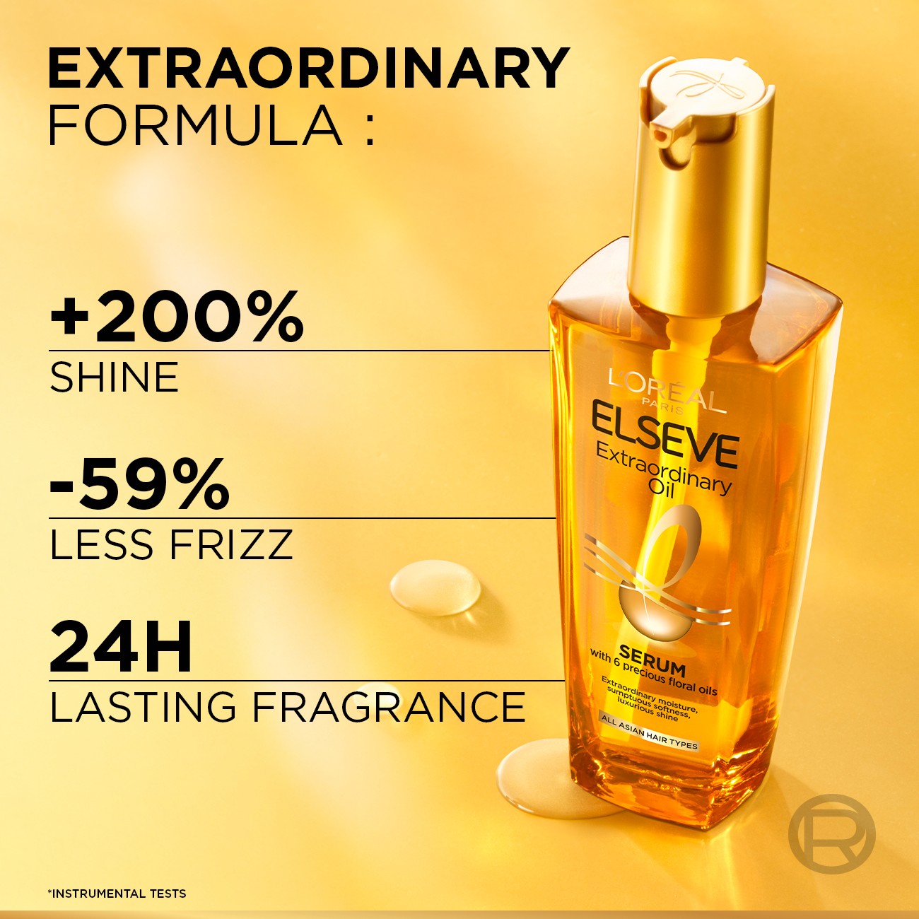 L’Oréal Paris Elseve Extraordinary Oil Gold For All Hair Types, Dry Hair, Hair Serum, Hair Treatment, Hair Oil 30ml - View 3 of 4