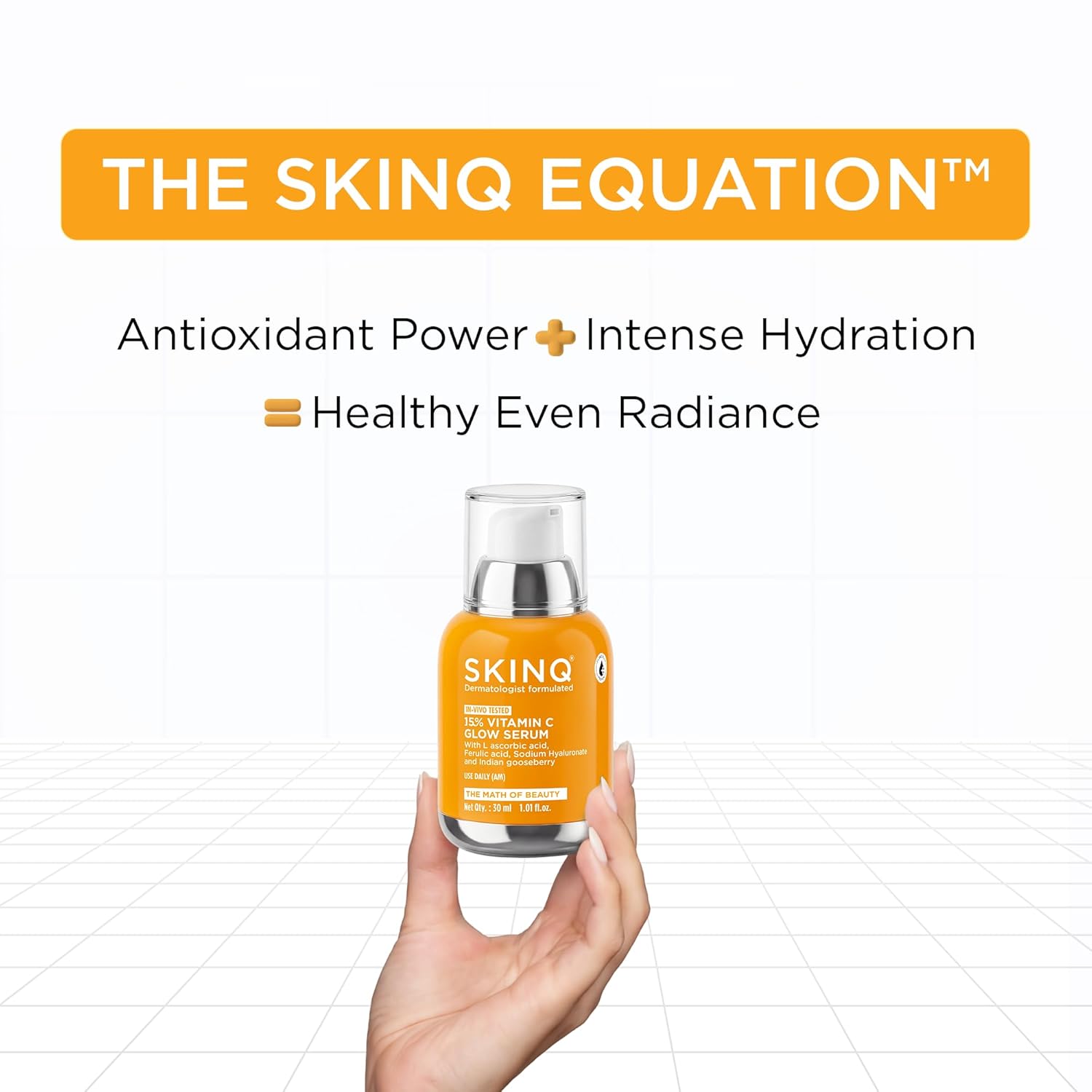 SkinQ 15% Vit C Face Serum for Glowing & Brightening Skin (20 ml) | Helps reduce Pigmentation, Patches, Dark Spots & Tan | Glow Serum for Men & Women with All Skin Types | Lightweight & Non-drying - View 3 of 5