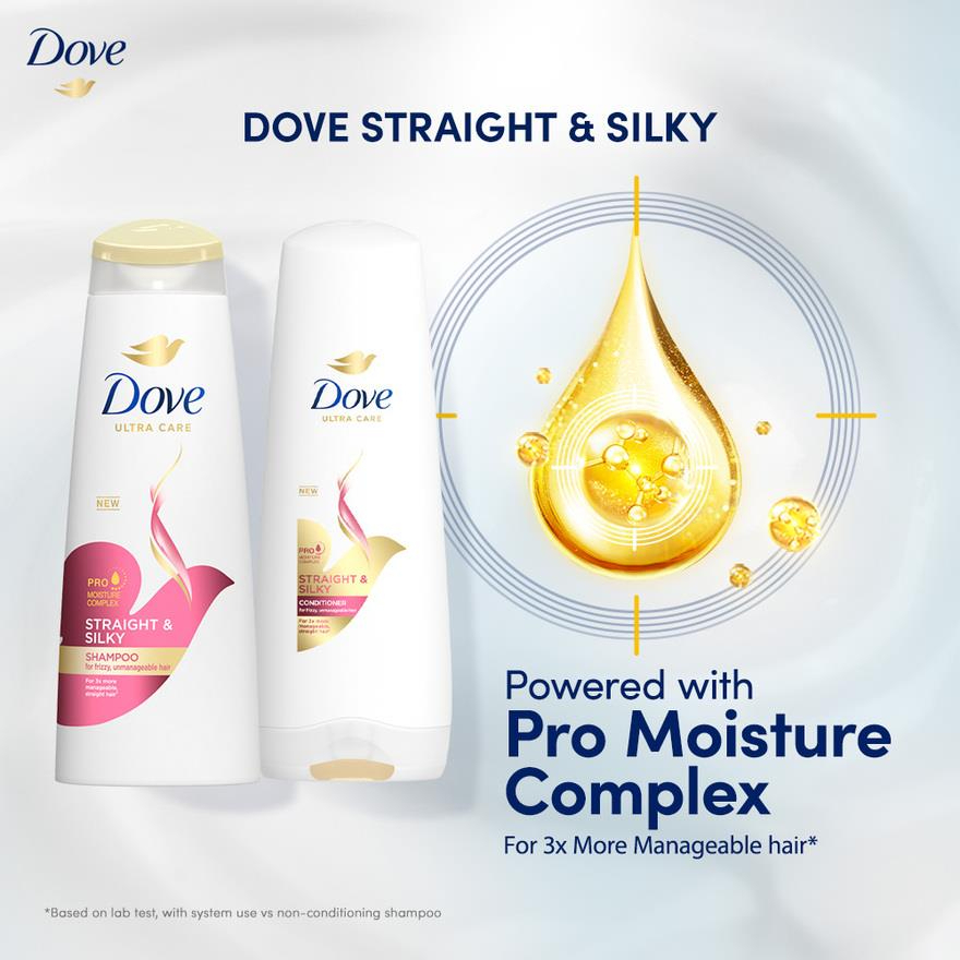 DOVE Straight & Silky Conditioner 300ml Smooth Hair Care Frizz Control Nourishing Repair Damage Soft Silky Lightweight Moisturizing Healthy Shiny Manageable Hair Everyday Use - View 2 of 3