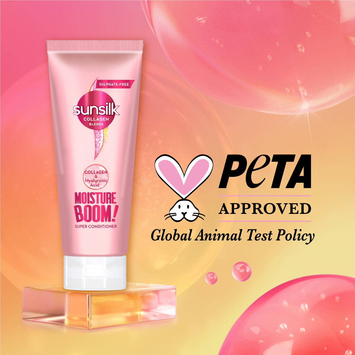 SUNSILK Moisture Boom! Collagen Blends Conditioner 170ml Hydrating Nourishing Soft Smooth Silky Frizz Control Lightweight Repair Damage Healthy Shiny Manageable Hair Everyday Use - View 2 of 3