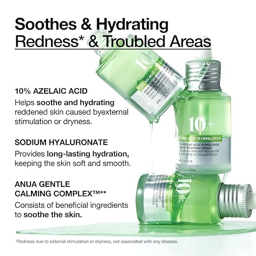 TIRA Azelaic Acid 10 Hyaluron Soothing Serum, Facial Serum For Sensitive Skin, Hyaluronic Acid, Niacinamide, Spot Care, Natural Color, Vegan, Korean Skincare (30Ml/ 1.01 Fl Oz.) - View 2 of 3