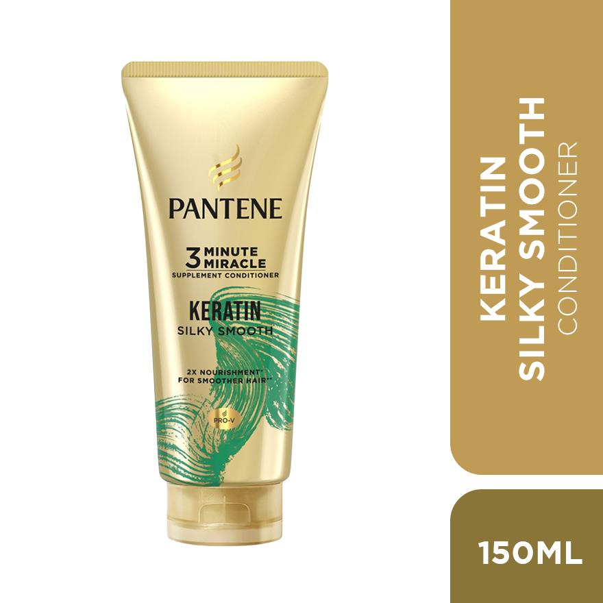 PANTENE 3 Minute Miracle Keratin Smooth Conditioner 150ml Frizz Control Nourishing Repair Damage Soft Smooth Silky Lightweight Healthy Shiny Manageable Hair Quick Treatment Everyday Use - View 3 of 3