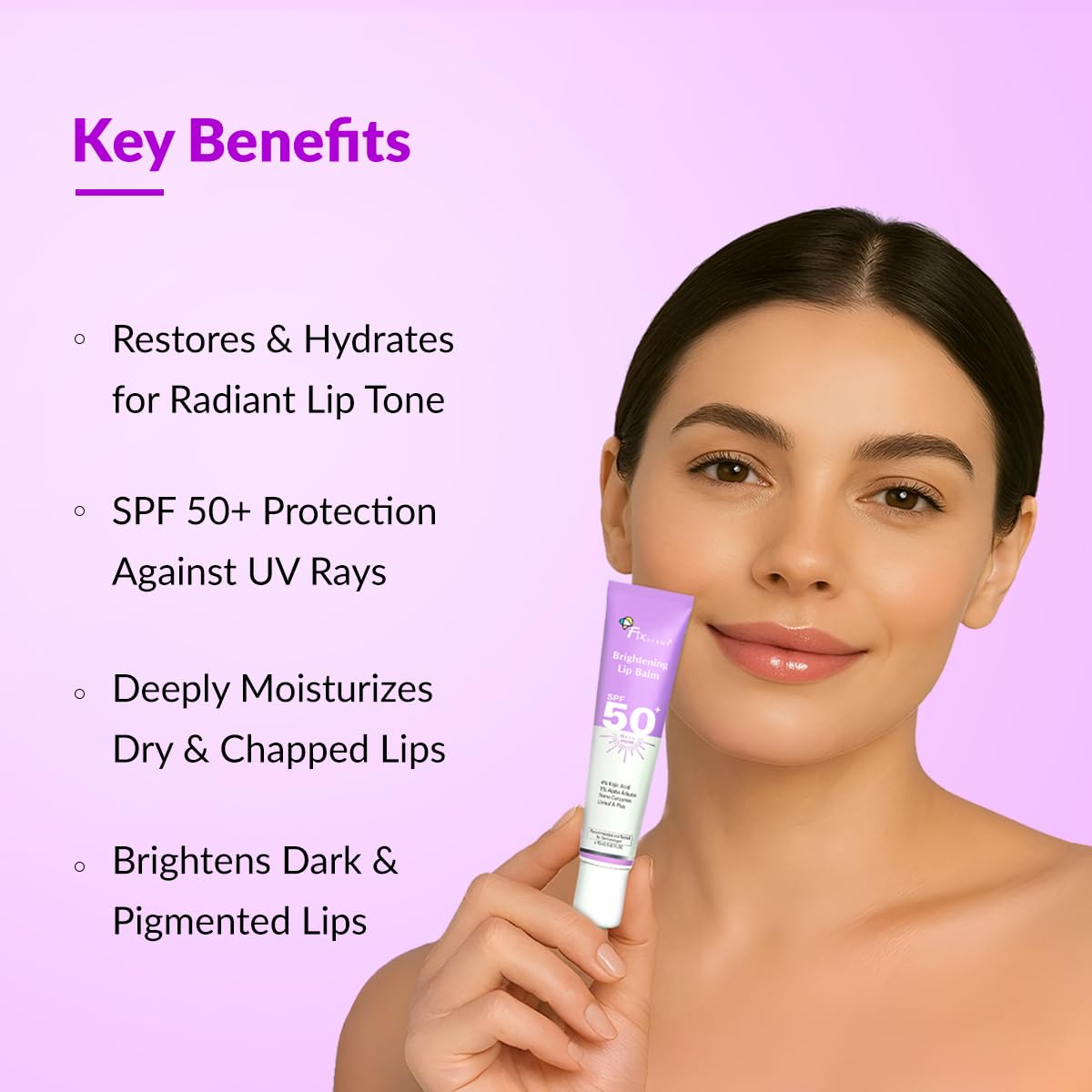 Fixderma Brightening Lip Balm With SPF 50 PA+++ for Pigmented & Dry Lips | 4% Kojic Acid, 2% Alpha Arbutin | Moisturizes, Hydrates & Brightens Pigmented Lips | For Men & Women - 15ml - View 6 of 6
