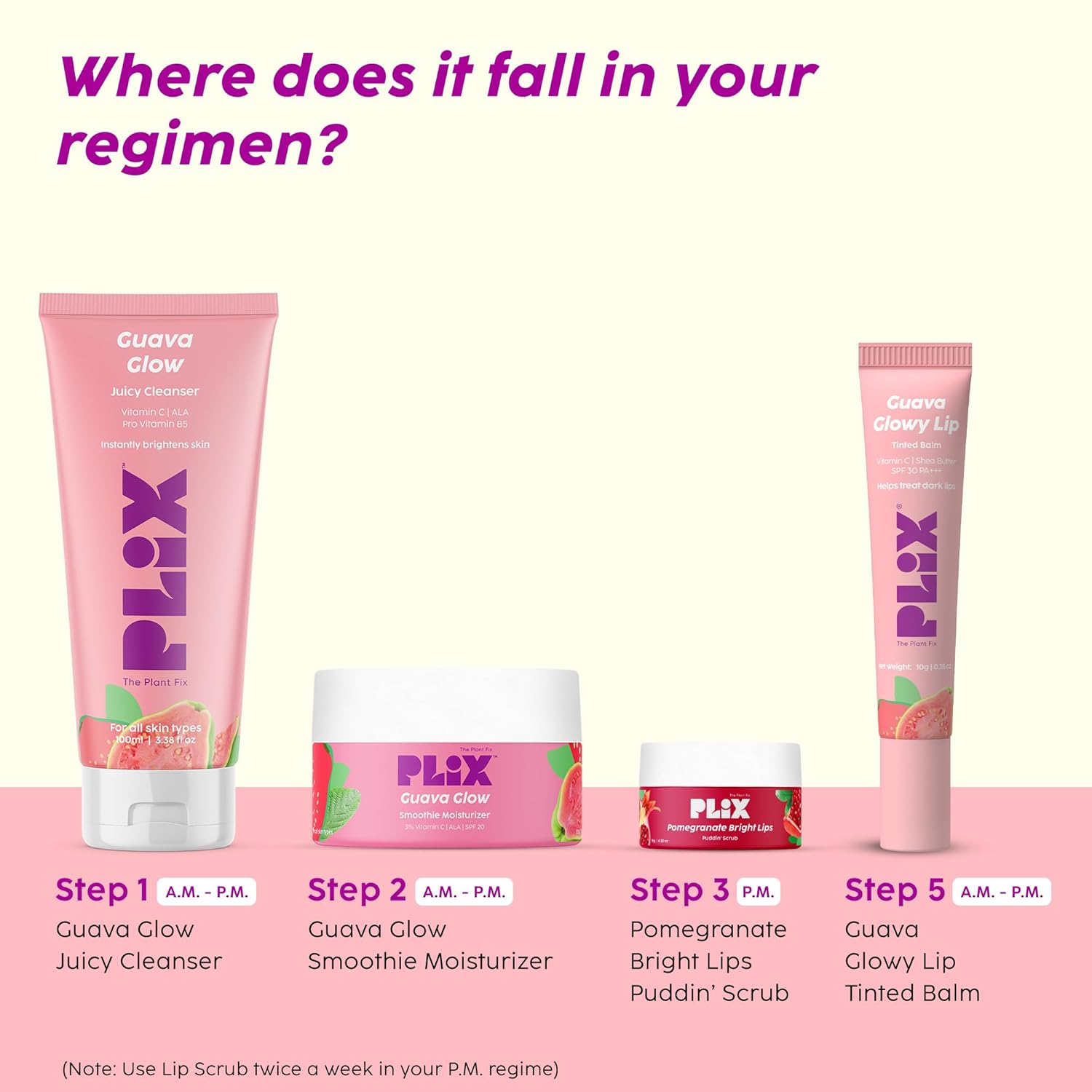 The Plant Fix Plix Guava Glowy Lip Tinted Balm | Shea Butter & Vitamin E for Soft Lips | SPF 30 PA+++ Sun Protection | 10g - View 2 of 6