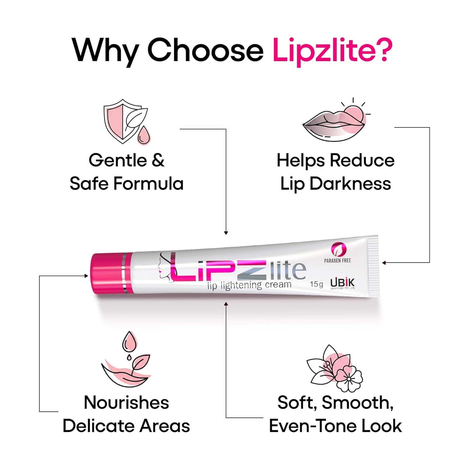 Lipzlite Lip Cream for Dark Lips | Helps Reduce Pigmentation & Discoloration | Moisturizes & Softens Lips - 15g Pack of 1 - View 4 of 6