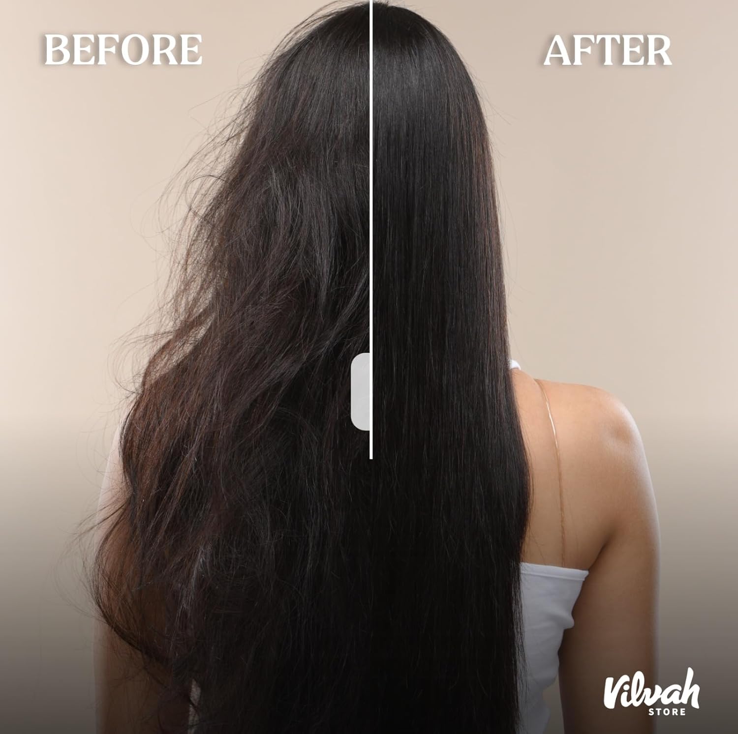 Vilvah Store Anti Frizz Hair Serum | Tames Frizz And Flyaways | Prevents Split Ends And Breakage | Works on Color-Treated Hair | Silicone Free | For Women & Men | For All Hair Types | 30ml - View 2 of 4