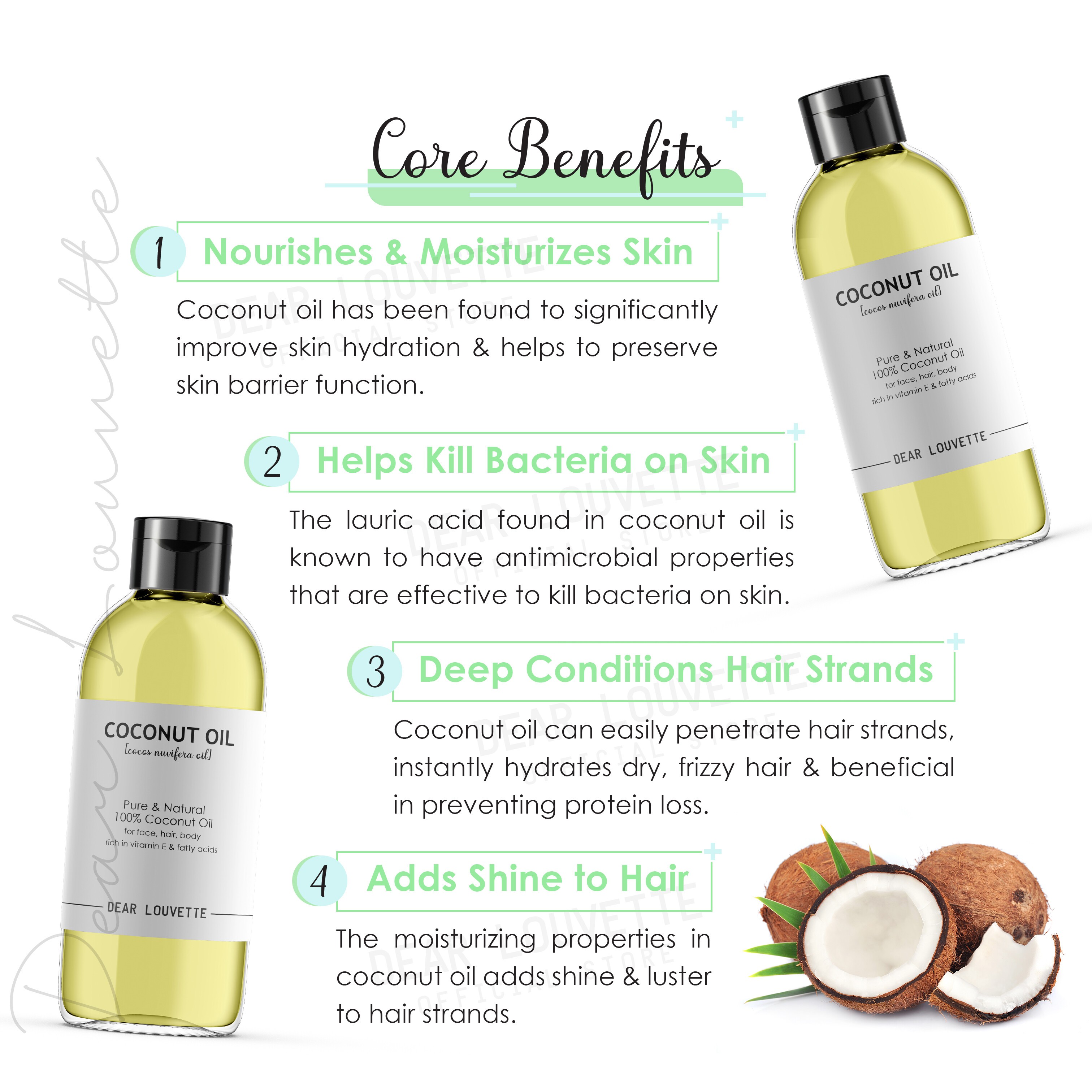 100% Pure Coconut Oil Natural Cold Pressed For Skin Carrier Oil Base Oil 100ML Body Massage Oil Minyak Badan Kelapa Oil For Dry Skin Coconut Oil For Hair Coconut Stretchmark Oil Skin Care Hair Oil Coconut Oil For Hair Growth 冷压椰子油-25ml(FROM MALAYSIA) - View 2 of 3
