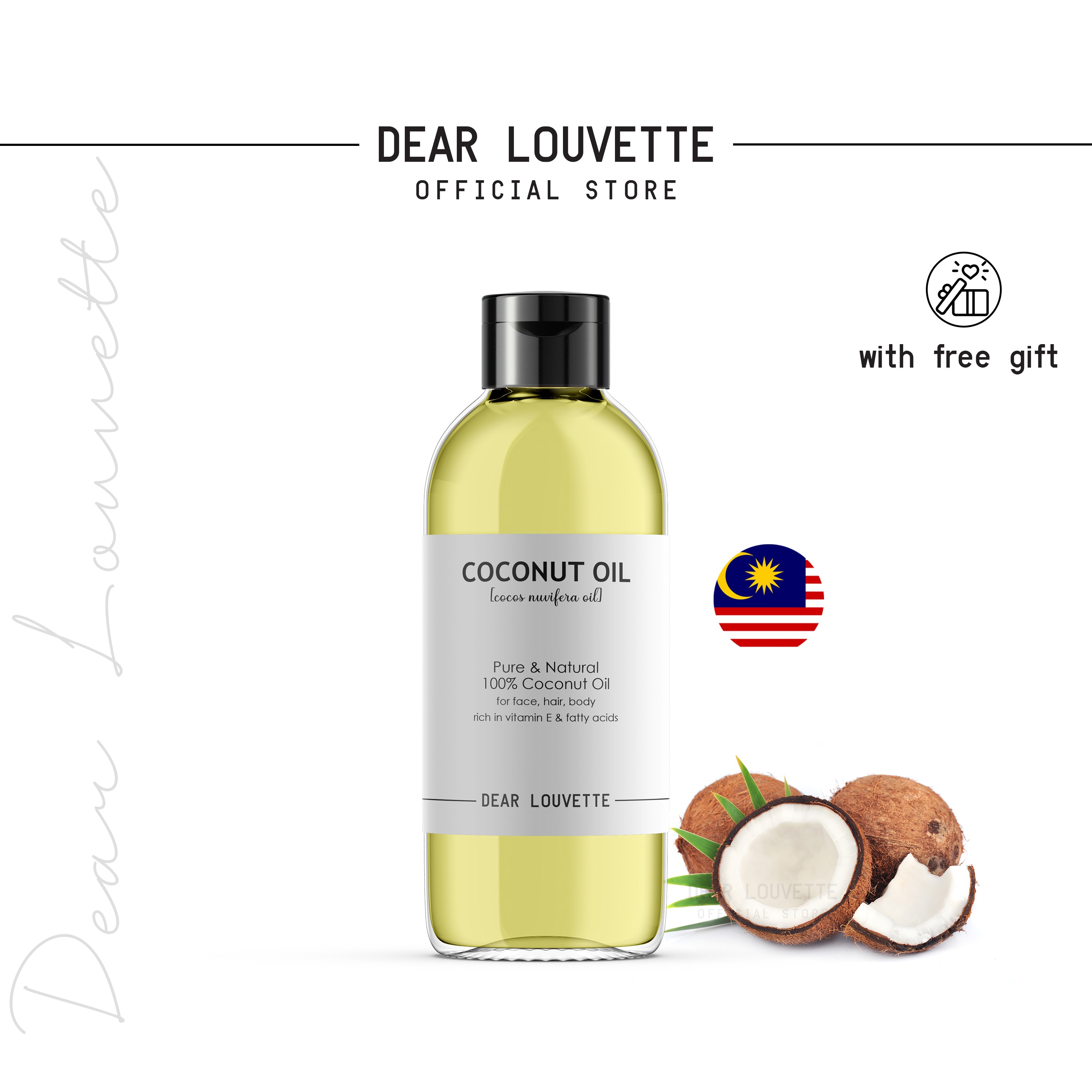 100% Pure Coconut Oil Natural Cold Pressed For Skin Carrier Oil Base Oil 100ML Body Massage Oil Minyak Badan Kelapa Oil For Dry Skin Coconut Oil For Hair Coconut Stretchmark Oil Skin Care Hair Oil Coconut Oil For Hair Growth 冷压椰子油-110ml(FROM MALAYSIA) - View 2 of 3