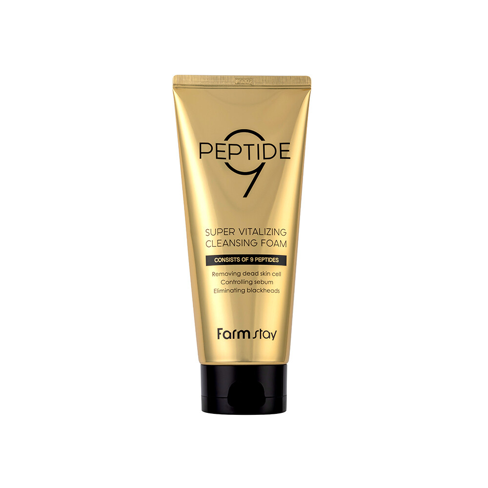 Farmstay Peptide9 Super Vitalizing Cleansing Foam 180ml Korean Skincare Hydrating Anti-Aging Deep Cleansing Facial Foam Brightening Nourishing Gentle Daily Face Wash for Healthy Radiant Skin - View 2 of 3