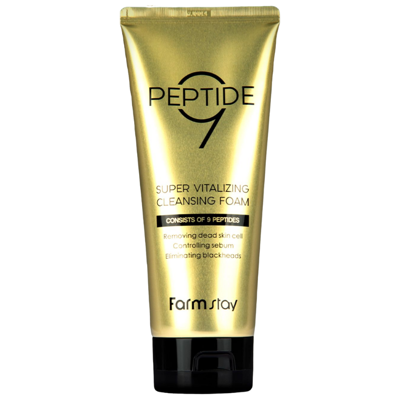 Farmstay Peptide9 Super Vitalizing Cleansing Foam 180ml Korean Skincare Hydrating Anti-Aging Deep Cleansing Facial Foam Brightening Nourishing Gentle Daily Face Wash for Healthy Radiant Skin - View 3 of 3