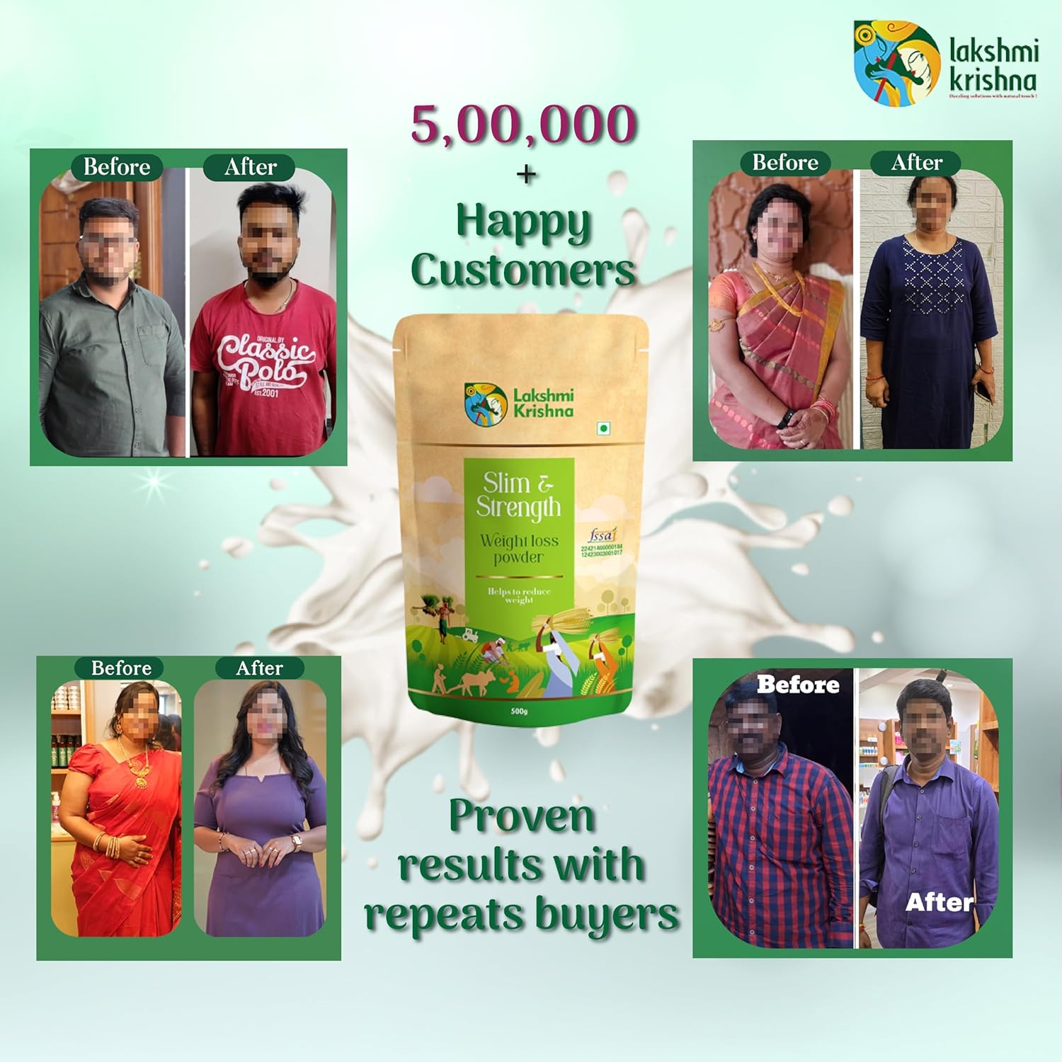 Lakshmi Krishna Naturals Slim & Strength Weight Loss Powder 500g | Natural Weight Management & Energy Boost Formula | Supports Metabolism & Enhances Muscle Tone | Sugar-Free & Plant-Based - View 2 of 4