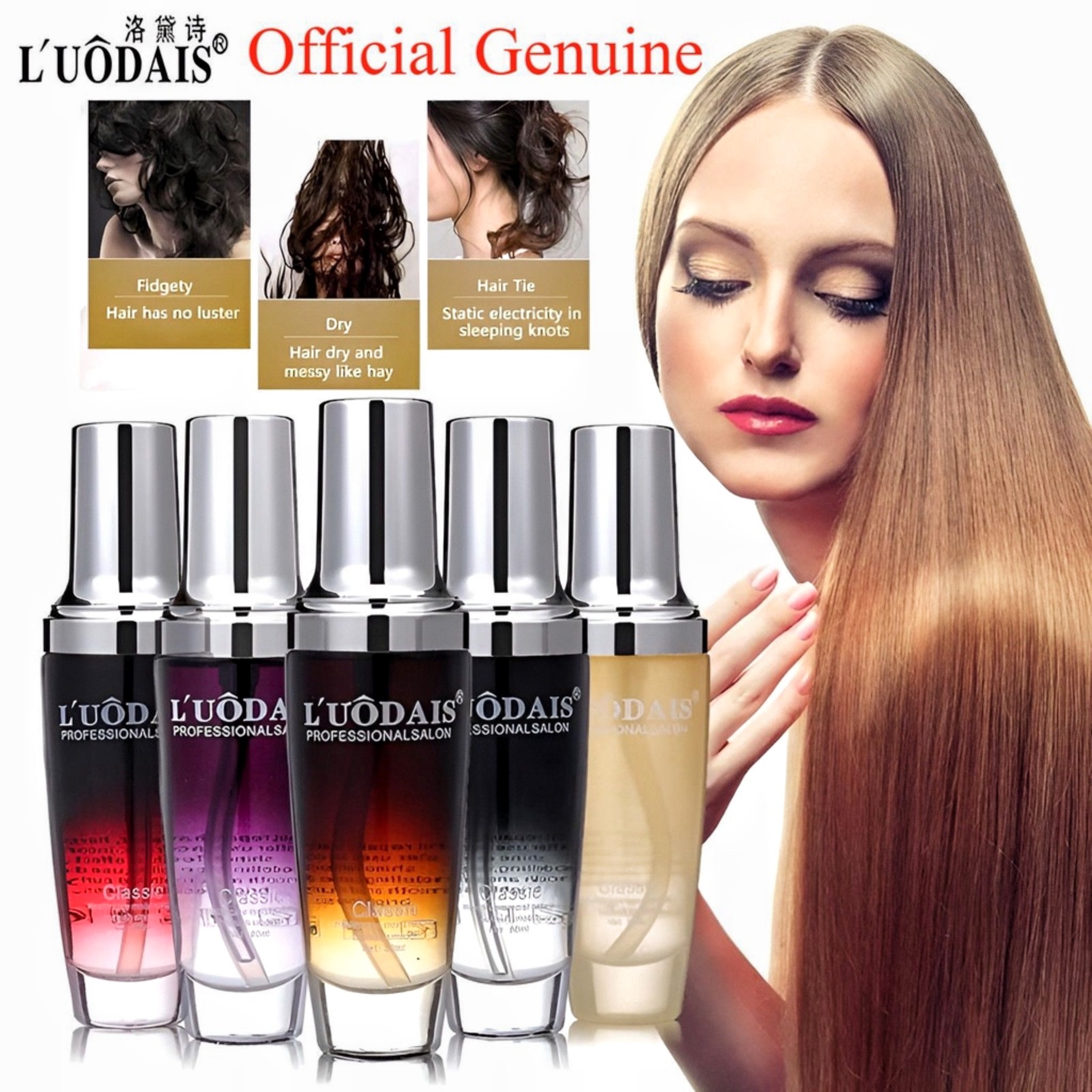 LUODAIS Professional Salon Argan Oil Essence Hair Care Repairing Serum Fragrance Smoothing Protects Damaged Hair & Scalp Care Conditioner-Gold - repair(FROM MALAYSIA) - View 4 of 4