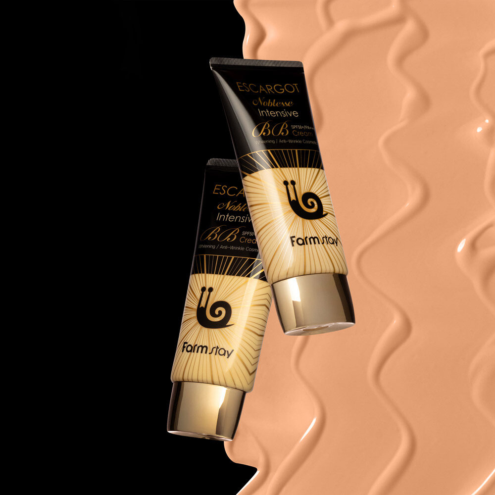 Farmstay Escargot Noblesse Intensive BB Cream 50g Korean Skincare Moisturizing Brightening Anti-Aging Snail Extract SPF Coverage Smooth Natural Finish Hydrating Lightweight Foundation Skin Tone Correcting - View 3 of 3