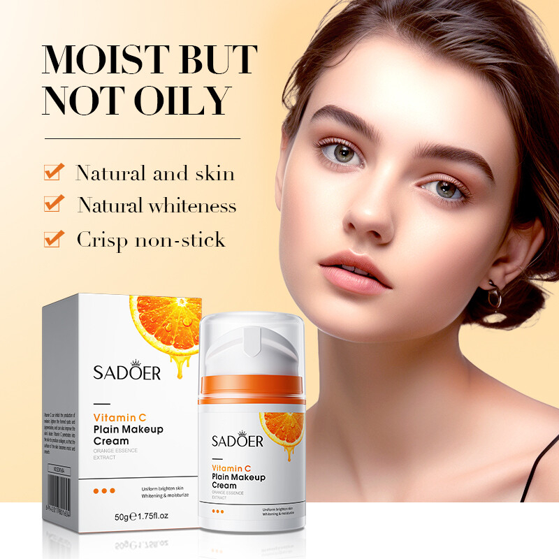 Sadoer VC Tone-Up Cream 50g Lazy Plain Face Cream Vitamin C Moisturizing Brightening Toning Lightweight Makeup Base Deep Hydration Skin Radiance Even Tone Korean Skincare Daily Use - View 3 of 3