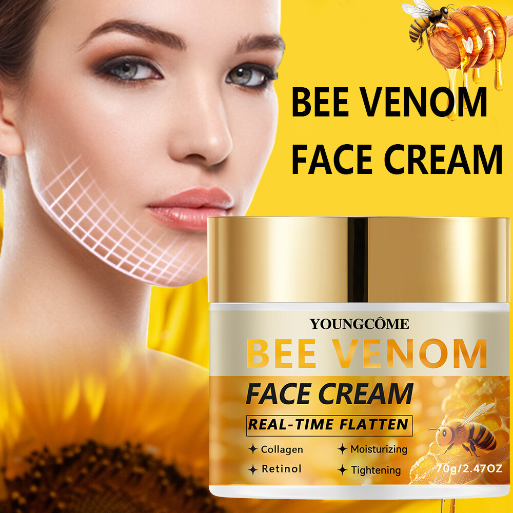 Bee Venom Face Cream Moisturizer Korean Skincare Anti-Aging Hydrating Repair Fine Line Wrinkle Reduction Brightening Skin Elasticity Pore Minimizing Soft Smooth Radiant Face Cream Daily Use - View 3 of 3