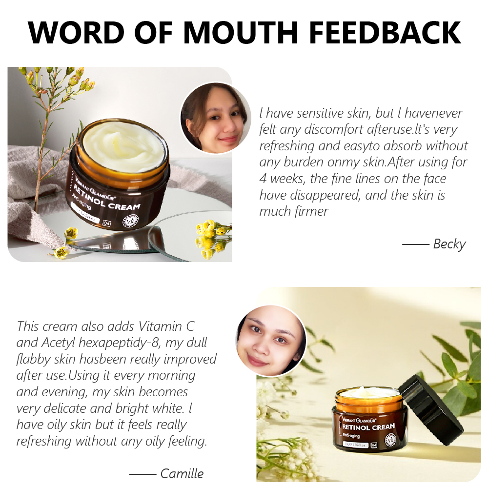 AAbeauty Vibrant Glamour Retinol Firming Rejuvenating Cream 30g Anti-Aging Moisturizing Wrinkle Removal Lifting Firming Brightening Skin Tone Hydrating Nourishing Smooth Radiant Face Cream Daily Use - View 2 of 3