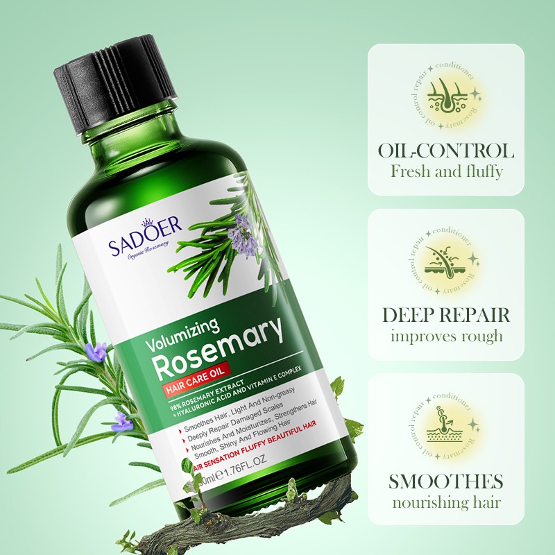 ROREC SADOER Rosemary Volumizing Hair Care Oil Smoothes Hair Light Non-Greasy Deeply Repair Damaged Scales 50ml(FROM MALAYSIA) - View 3 of 4